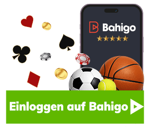 Bahigo App auf Smartphone mit Fussball Basketball Tennisball und Spielchips