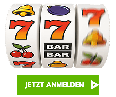 Slotmaschine mit klassischen 777 Symbolen und Anmelden Button