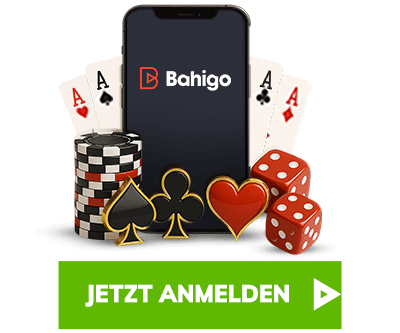Bahigo App auf Smartphone mit Karten Würfeln und Jetons